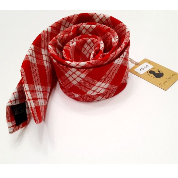 Knot Society 100% Cotton Red White Tartan Houston Men's Tie NWT - Picture 6 of 9
